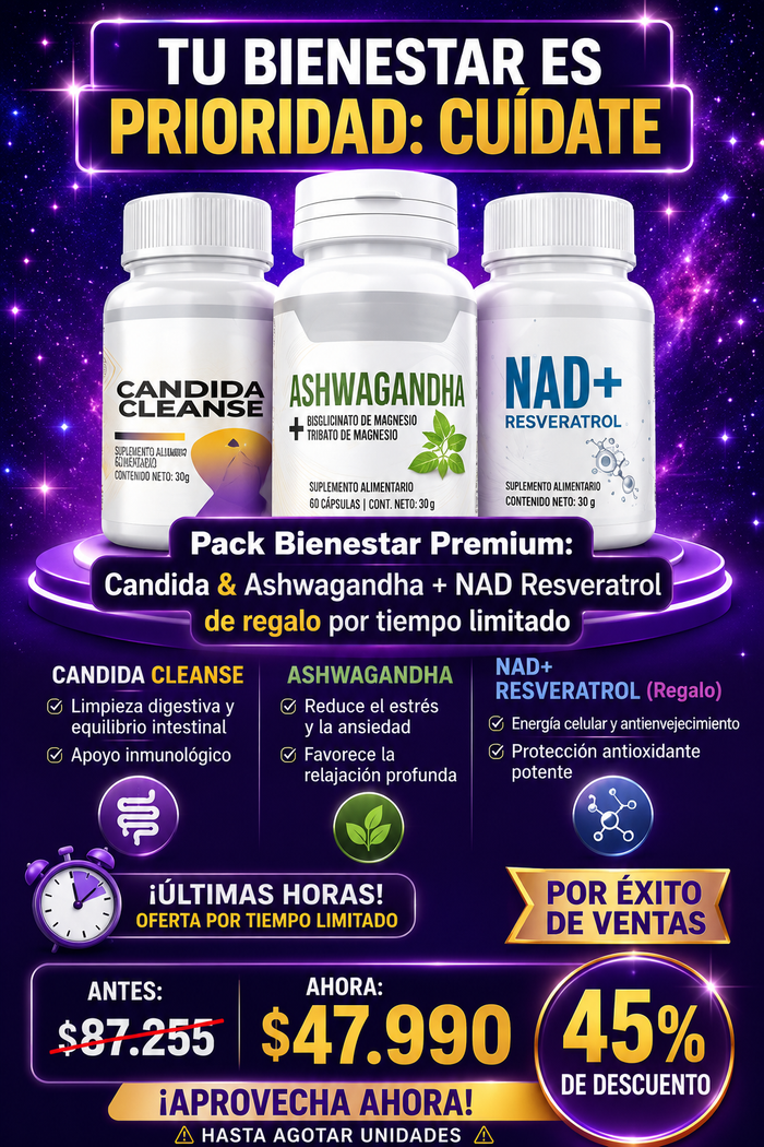 ¡TRIPLE PACK! CANDIDA & ASHWAGANDHA + NAD PLUS DE REGALO - ¡ÚLTIMAS UNIDADES!
