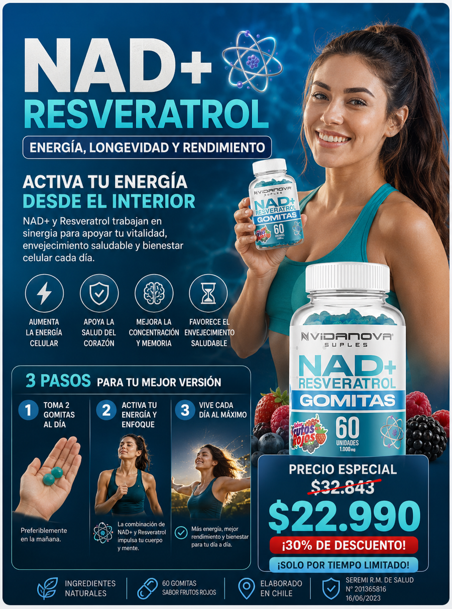 NAD+RESVERATROL 60 GOMITAS - ¡30% OFF!