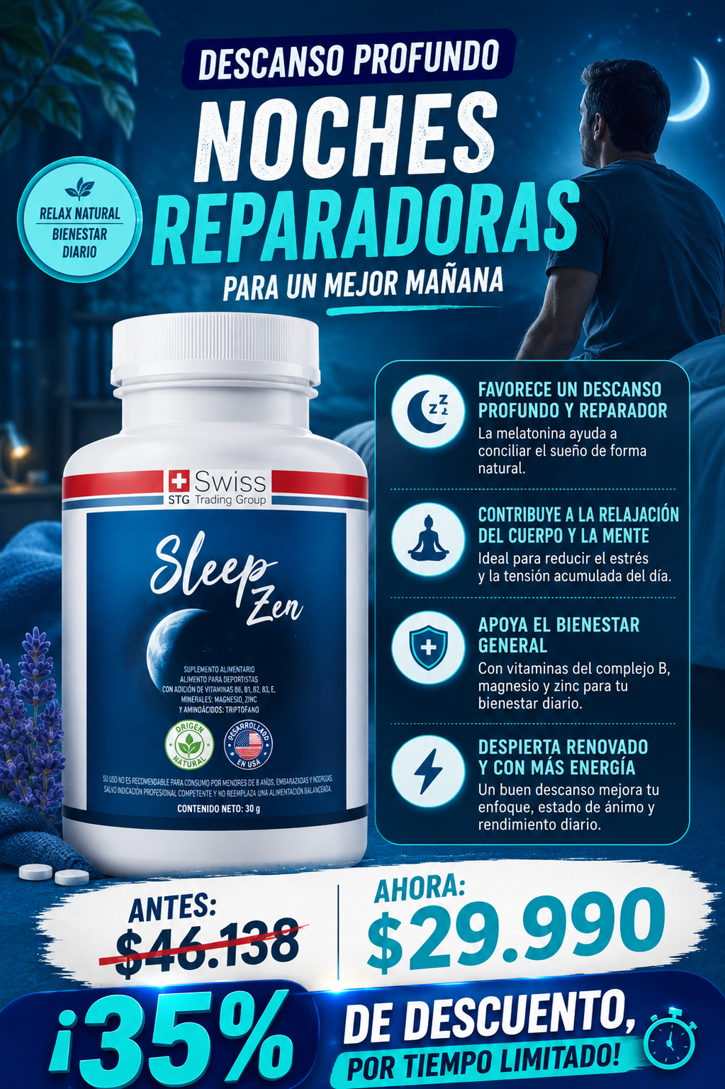 Sleep Zen: Cápsulas para el Insomnio 60CAPS - ¡35 OFF!